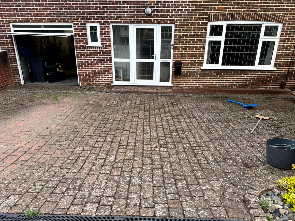 Dirty driveway in Merton, South West London before pressure washing
