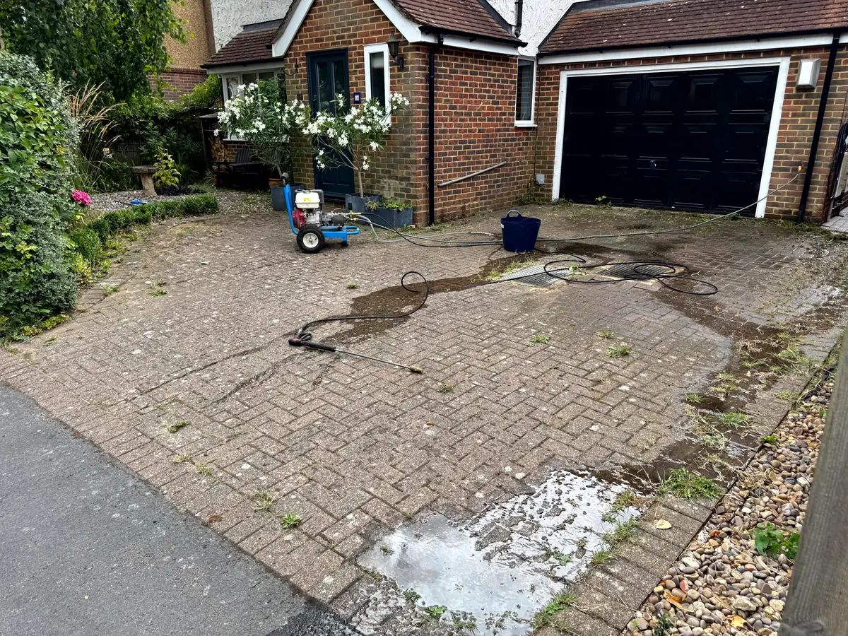 Dirty driveway in Tonbridge, Kent before pressure washing